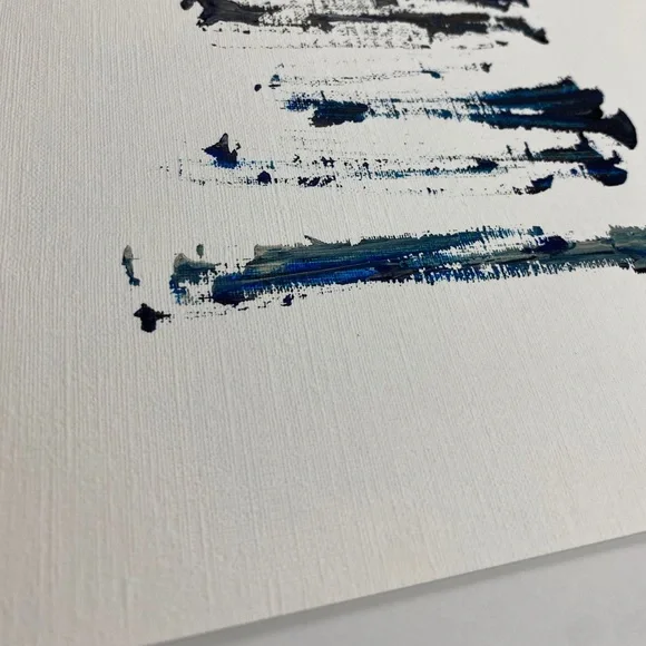 Abstract Acrylic Original Painting On Canvas Paper 9X12 Wall Art Blue Black - Picture 7 of 7